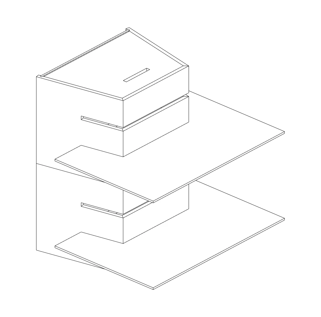 Módulo estante con planos horizontales